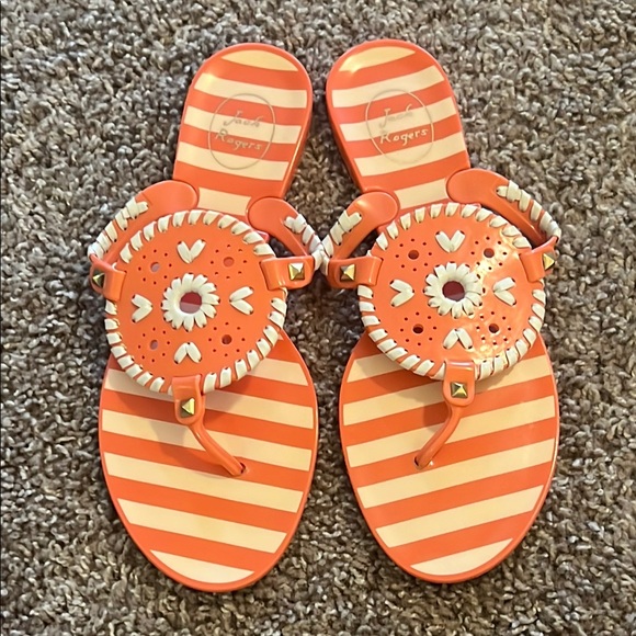 Jack Rogers Salmon Striped Jelly Women's Sandals - Picture 2 of 6